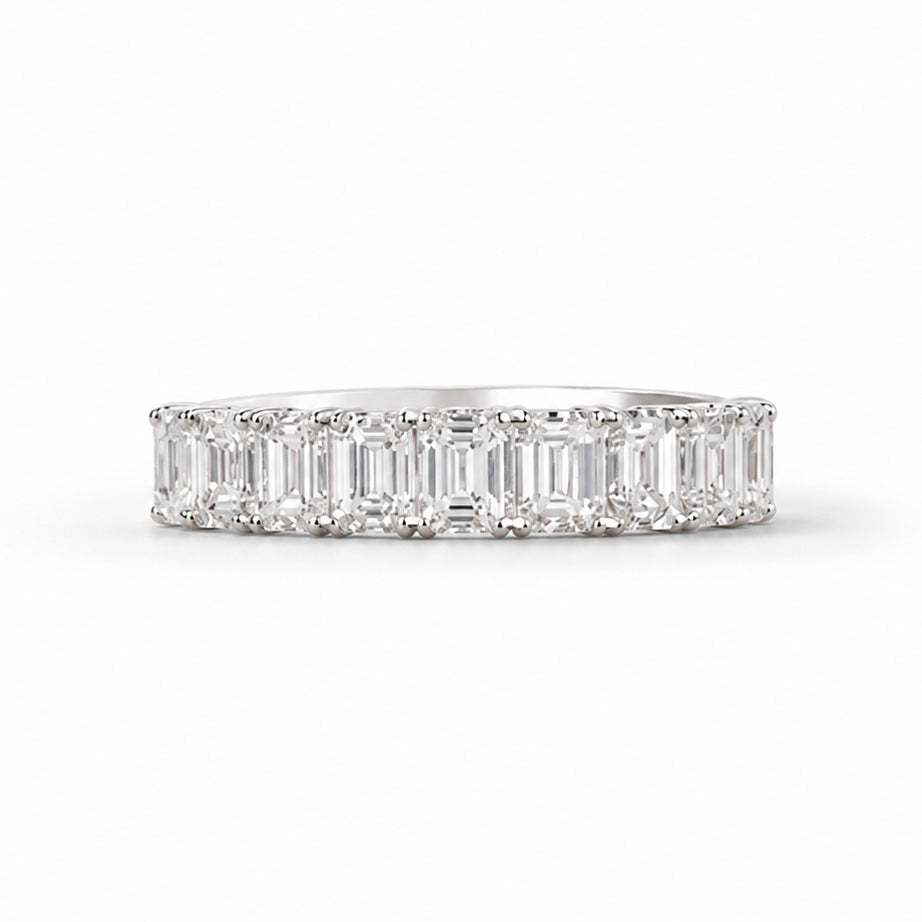Half Eternity Emerald Ring - Vertical