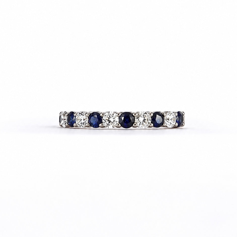Half Eternity Mix Blue Sapphire x Diamond Ring