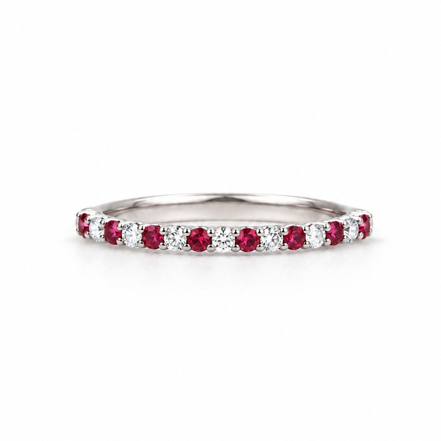 Half Eternity Mix Ruby x Diamond Ring