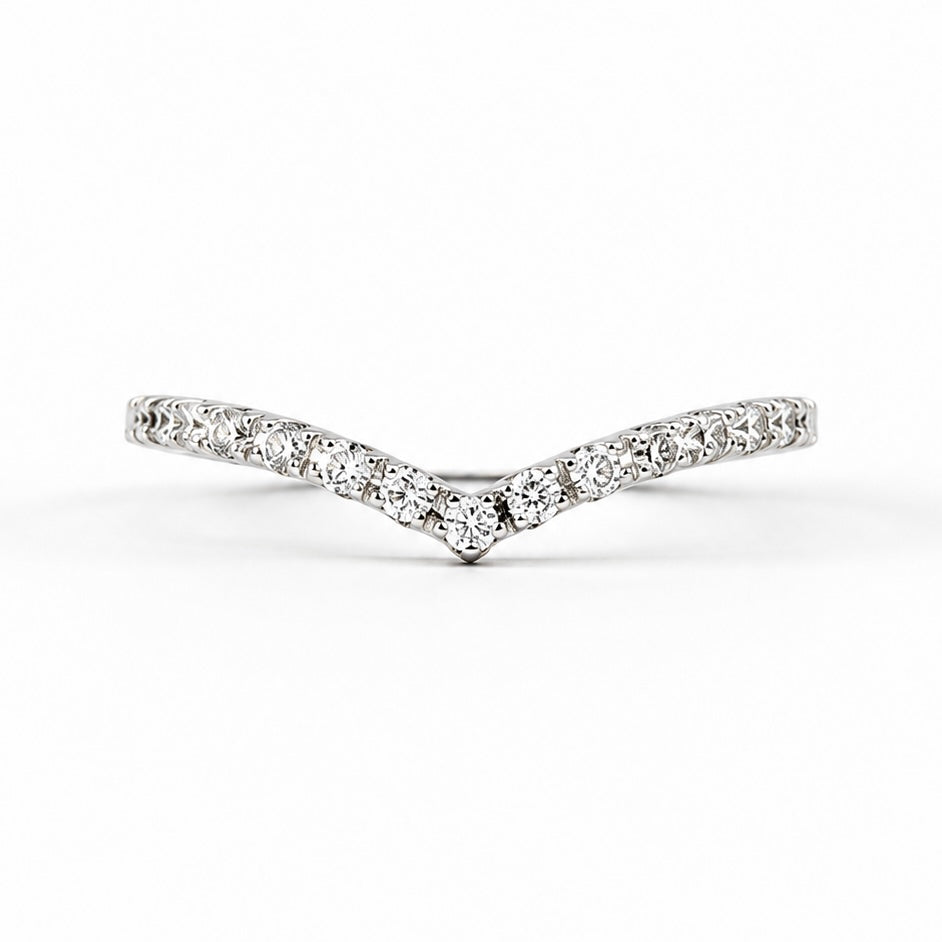 Half Eternity V Shape Ring