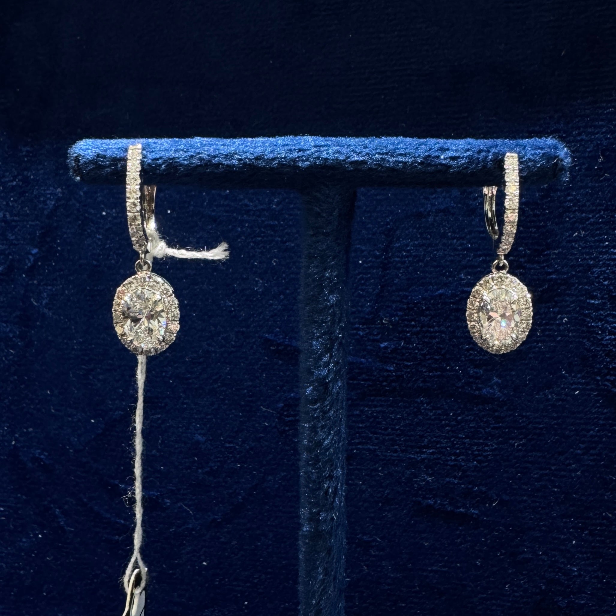 0.5ct Oval Halo Dangling Earrings