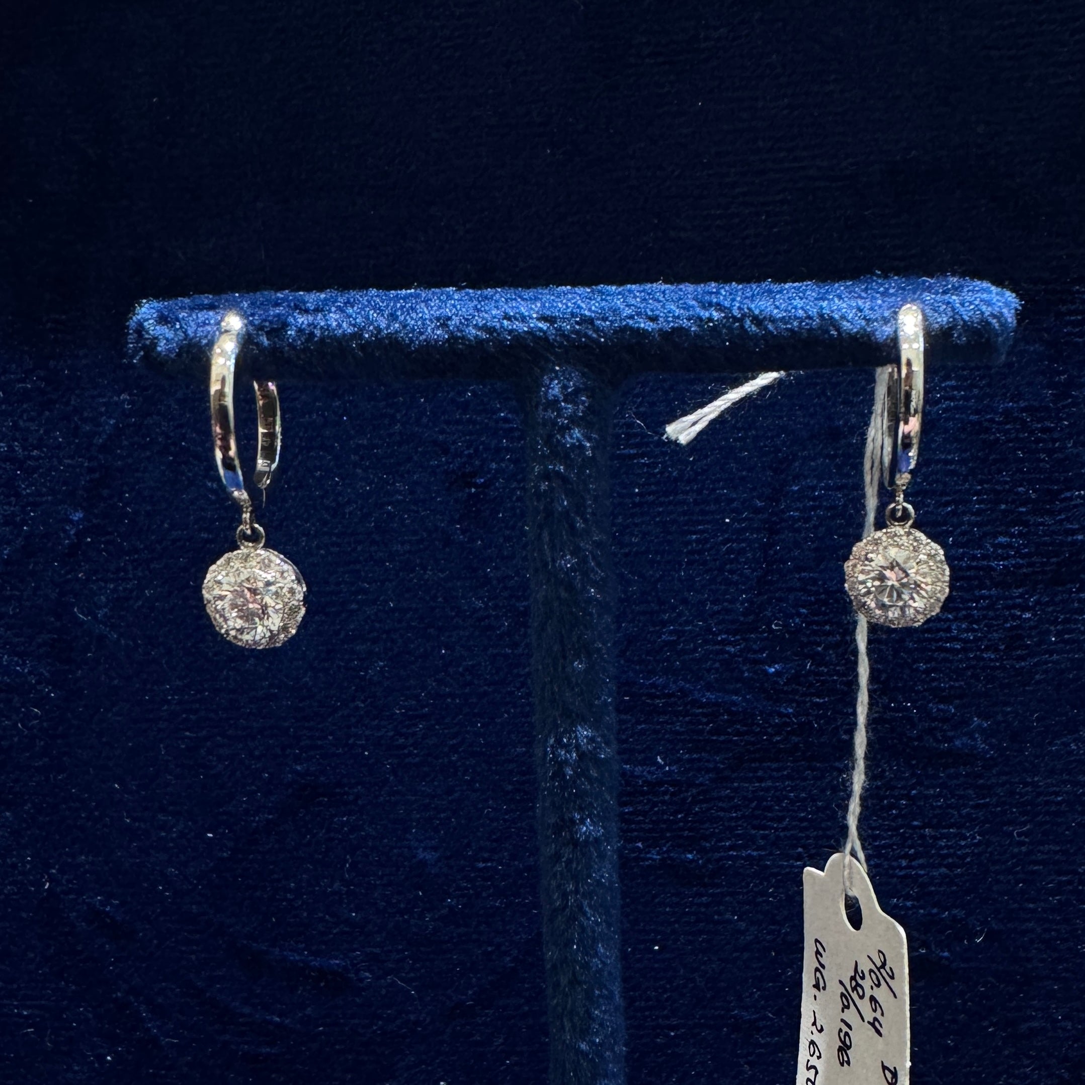 0.3ct Round Halo Dangling Earrings