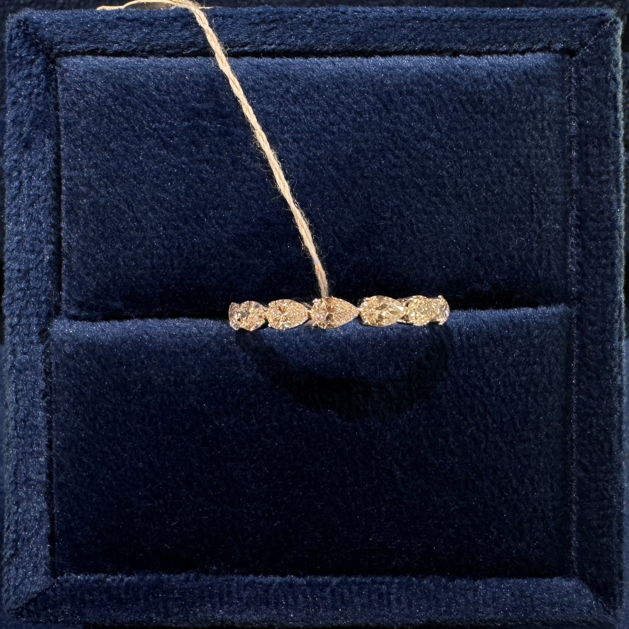 Half Eternity Pear Ring - Horizontal