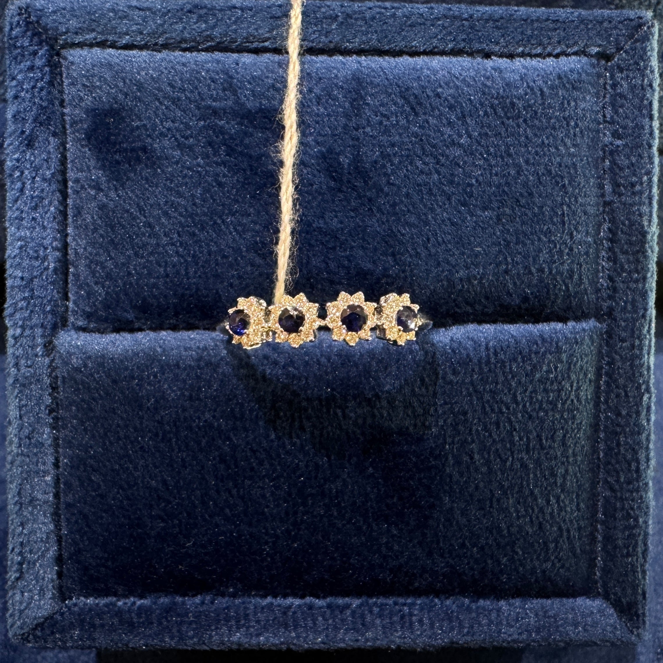 Half Eternity Halo Blue Sapphire Ring
