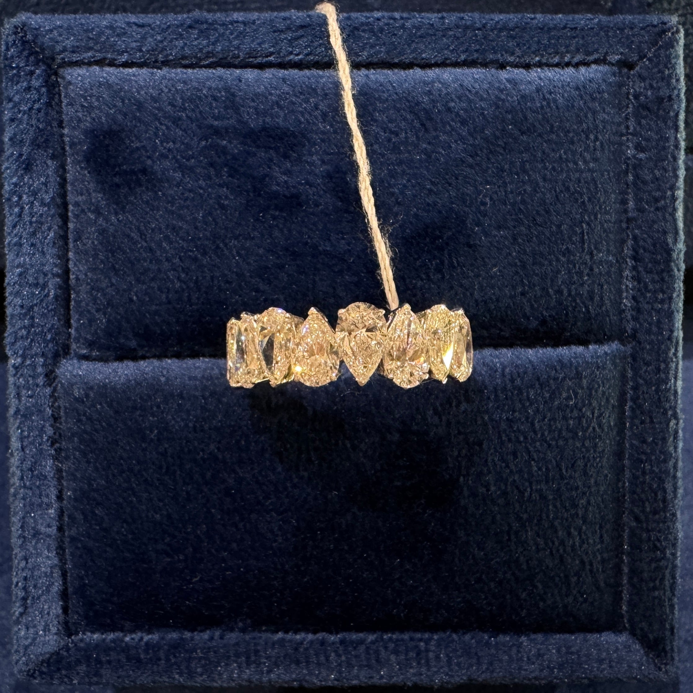 Half Eternity Pear Ring - Vertical