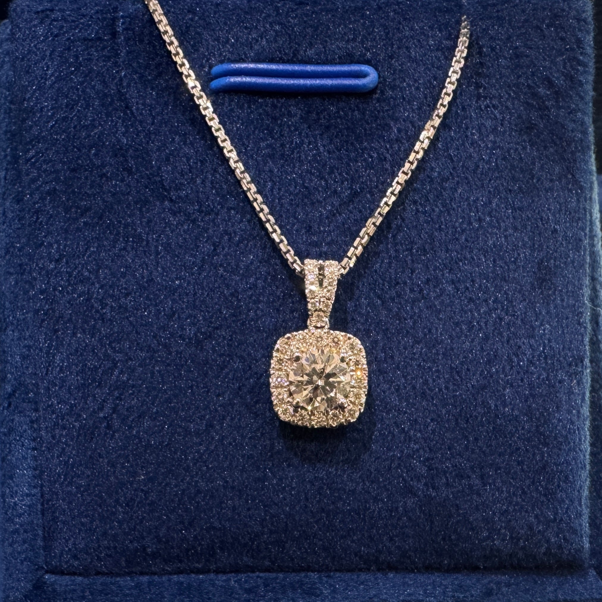 0.55ct Round Halo Cushion Pendant